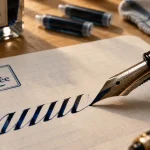 Calligraphie stylo plume : plume biseautée italique et encre