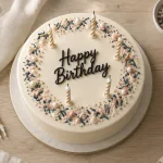 Décor gateaux : gâteau blanc avec cake topper et bougies