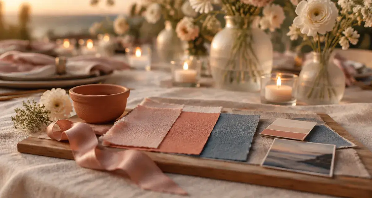 Mariage coloré : table rose poudré et terracotta