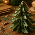 Sapin en papier plié kirigami, dense et stable, facile à suspendre